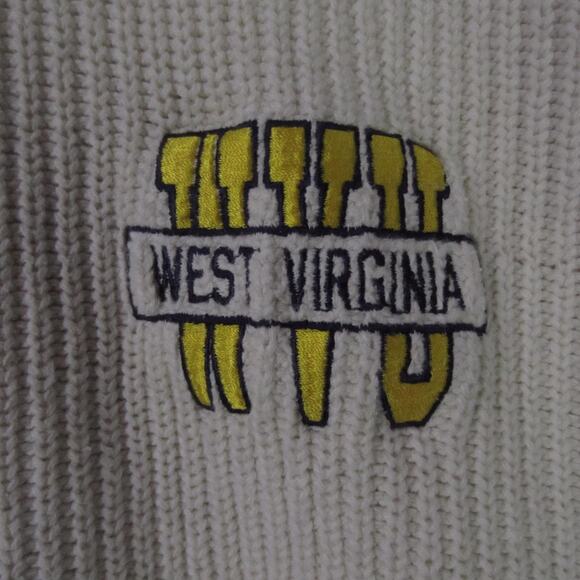 West Virginia Mountaineers Sweater Mens Large White NCAA Football Crewneck WVU - Picture 2 of 9